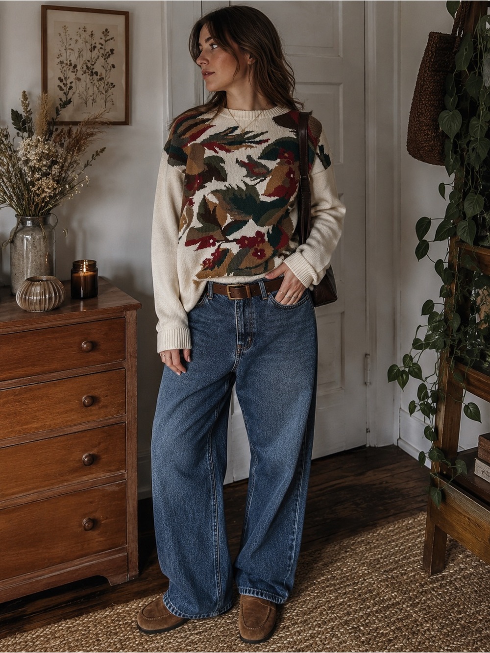 Vintage Milano Design Group Ramie Cotton Botanical Sweater Size M
